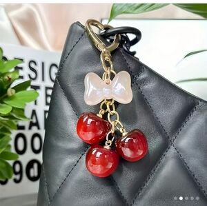 ✨3 FOR $28✨ 🆕️ DARK RED CHERRY KEYCHAIN / HANDBAG CHARM